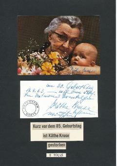 3  x  Käthe Kruse † 1968  Puppen Erfinderin Wirtschaft Autogrammkarte + Karte original signiert 