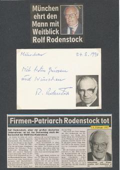 Rolf Rodenstock † 1997  Brillen  Wirtschaft Autogramm Karte  original signiert 