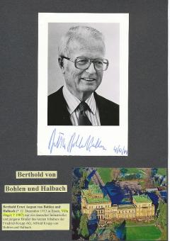 Berthold von Bohlen und Halbach † 1987  Krupp Industrieller  Wirtschaft Autogramm Karte  original signiert 