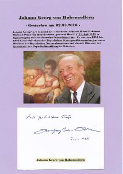 Johann Georg von Hohenzollern † 2016  Adel Autogramm Karte  original signiert 