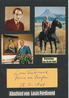 Louis Ferdinand von Preußen † 1994  Adel  Autogramm Karte original signiert 