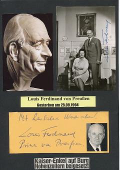 2  x  Louis Ferdinand von Preußen † 1994  Adel  Autogramm Foto + Karte original signiert 