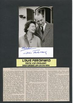 2  x   Louis Ferdinand von Preußen † 1994 & Kira   Adel  Autogrammkarte original signiert 