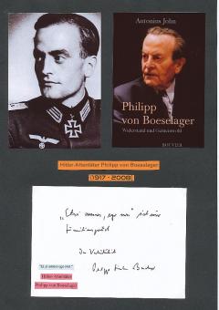 Philipp Freiherr von Boeselager † 2008  Führer Attentäter  Militär Autogramm Foto & Karte  original signiert 