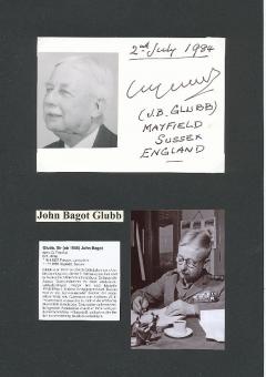 John Bagot Glubb † 1986 England  Krieg  Militär Autogramm Karte  original signiert 