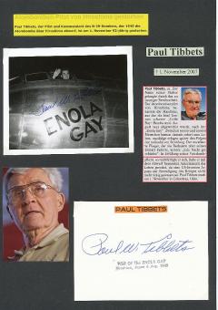 Paul Tibbets † 2007  USA Pilot  Krieg  Militär Autogramm Foto & Karte  original signiert 