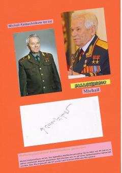 Michail Kalaschnikow † 2013 Rußland  Waffenkonstrukteur  General  Militär Autogramm Foto  original signiert 