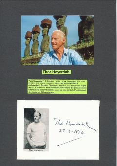 Thor Heyerdahl † 2002  Norwegen  Wissenschaftler Archäologie  Autogramm Karte original signiert 