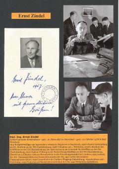 Ernst Zindel † 1978  Ingenieur Flugzeug Konstrukteur Ju 52  Autogramm Karte original signiert 