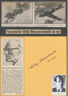 Willy Messerschmitt † 1978  Luftfahrtpionier  Konstrukteur Messerschmitt Autogramm Karte original signiert 
