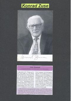 Konrad Zuse † 1995 Erfinder des Computers Autogrammkarte original signiert 