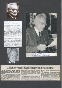 Karl Ritter von Frisch † 1982  Österreich Ethologe  Medizin Nobelpreis 1973  Autogrammkarte original signiert 