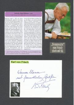 Karl Ritter von Frisch † 1982  Österreich Ethologe  Medizin Nobelpreis 1973  Autogramm Karte original signiert 