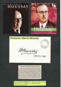 Bernardo Alberto Houssay † 1971 Argentinien  Medizin Nobelpreis 1947  Autogramm Karte original signiert 