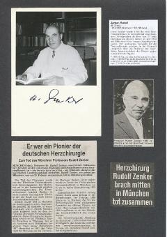 Rudolf Zenker † 1984 Chirurg 1. Herztransplation in Deutschland Autogramm Karte original signiert 