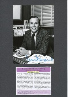 Christiaan Barnard † 2001 RSA  Chirurg  Herztransplation Pionier  Autogramm Foto original signiert 