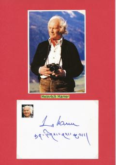 2  x  Heinrich Harrer † 2006  Bergsteiger  Autogrammkarte + Karte original signiert 