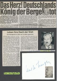 Karl Herrligkoffer † 1991  Arzt +  Bergsteiger  Autogramm Karte original signiert 