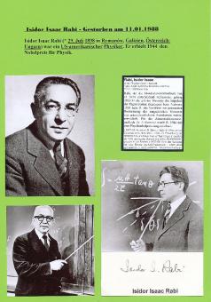 Isidor Isaac Rabi † 1988 USA  Nobelpreis 1944 für Physik  Autogramm Foto original signiert 
