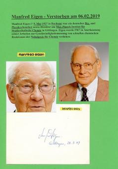 Manfred Eigen † 2019  Nobelpreis 1967 für Chemie  Autogramm Karte original signiert 