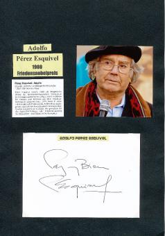 Adolfo Perez Esquivel   Argentinien Friedens Nobelpreis 1980  Autogramm Karte original signiert 