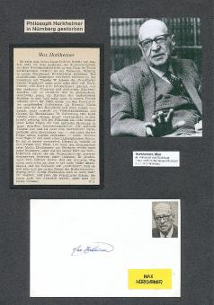 Max Horkheimer † 1973 Philosoph  Soziologe  Autogramm Karte original signiert 