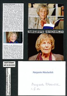 Margarete Mitscherlich † 2012  Schriftstellerin Arztin Psychoanalytikerin Autogramm Karte original signiert 