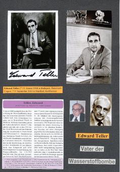 Edward Teller † 2003 Atomphysiker  Vater der Wasserstoffbombe Autogramm Foto original signiert 