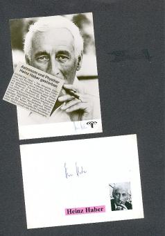 2  x  Heinz Haber † 1990  Physiker Schriftsteller TV Moderator  Autogrammkarte + Karte original signiert 