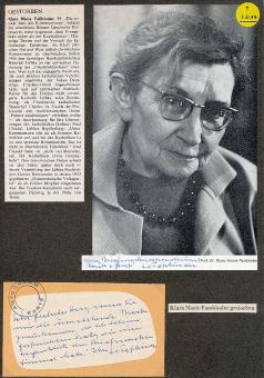 2  x  Klara Marie Faßbinder † 1974 Aktivistin Friedensbewegung Schriftstellerin  Autogramm Karte + Bild original signiert 
