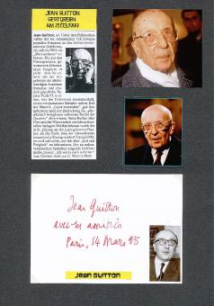 Jean Guitton  † 1999 Frankreich  Philosoph Schriftsteller Autogramm Karte original signiert 