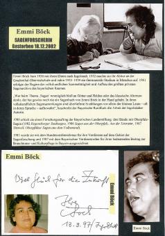 Emilie Böck  † 2012  Sagenforscherin Schriftstellerin Autogramm Karte original signiert 