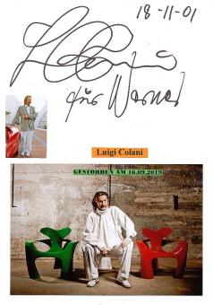 Luigi Colani † 2018  Designer  Künstler  Autogramm Karte original signiert 