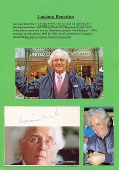 Luciano Benetton  Modeunternehmer  Benetton  Autogramm Karte original signiert 