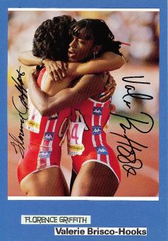 Florence Griffith-Joyner † 1998  USA  &  Valerie Brisco Hooks   Leichtathletik  Autogramm Bild original signiert 
