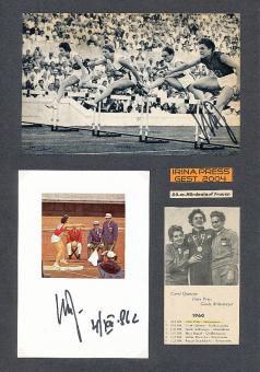 2  x  Irina Press † 2004  Rußland  Olympiasiegerin 1960 + 1964  Leichtathletik  Autogramm Karte + Bild  original signiert 