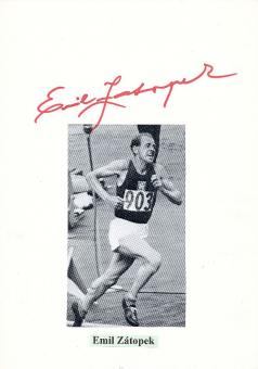 Emil Zatopek † 2000  CSSR  4 x Olympiasieger 1948 + 1952  Leichtathletik  Autogramm Karte original signiert 