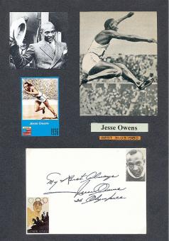 Jesse Owens † 1980 USA  4 x Olympiasieger 1936  Leichtathletik  Autogramm Karte original signiert 