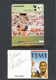 Parry O’Brien † 2007  USA  2 x  Olympiasieger 1952 + 1956  Leichtathletik  Autogramm Karte original signiert 