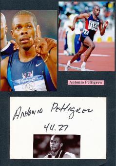 Antonio Pettigrew † 2010  USA   Olympiasieger 2000  Leichtathletik  Autogramm Karte original signiert 