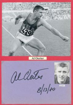 Al Oerter † 2007  USA  4 x Olympiasieger 1956 - 1968  Leichtathletik  Autogramm Karte original signiert 