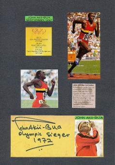 John Akii-Bua † 1997  Uganda  Olympiasieger 1972  Leichtathletik  Autogramm Karte original signiert 