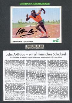 John Akii-Bua † 1997  Uganda  Olympiasieger 1972  Leichtathletik  Autogrammkarte original signiert 