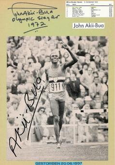 2  x  John Akii-Bua † 1997  Uganda  Olympiasieger 1972  Leichtathletik  Autogramm Karte + Bild  original signiert 