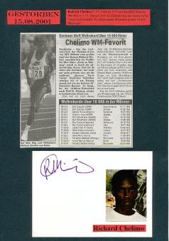 Richard Chelimo † 2001  Kenia  2.OS Olympia 1992  Leichtathletik  Autogramm Karte original signiert 