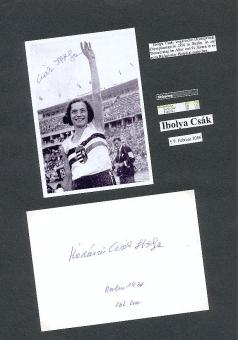 2  x  Ibolya Csák † 2006  Ungarn  Olympiasiegerin 1936  Leichtathletik  Autogramm Karte + Bild  original signiert 