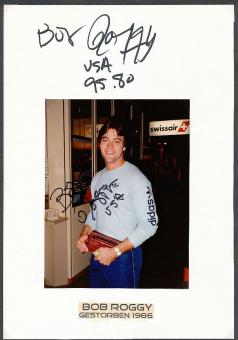 2  x  Bob Roggy † 1986  USA  Speerwerfer Weltrekord  Leichtathletik  Autogramm Foto + Karte original signiert 