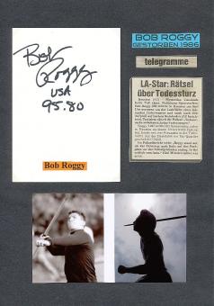 2  x  Bob Roggy † 1986  USA  Speerwerfer Weltrekord   Leichtathletik  Autogramm Karte original signiert 