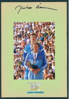 Juha Tiainen † 2003  Finnland Olympiasieger 1984   Leichtathletik  Autogramm Karte original signiert 
