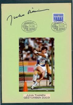 Juha Tiainen † 2003  Finnland Olympiasieger 1984   Leichtathletik  Autogramm Karte original signiert 